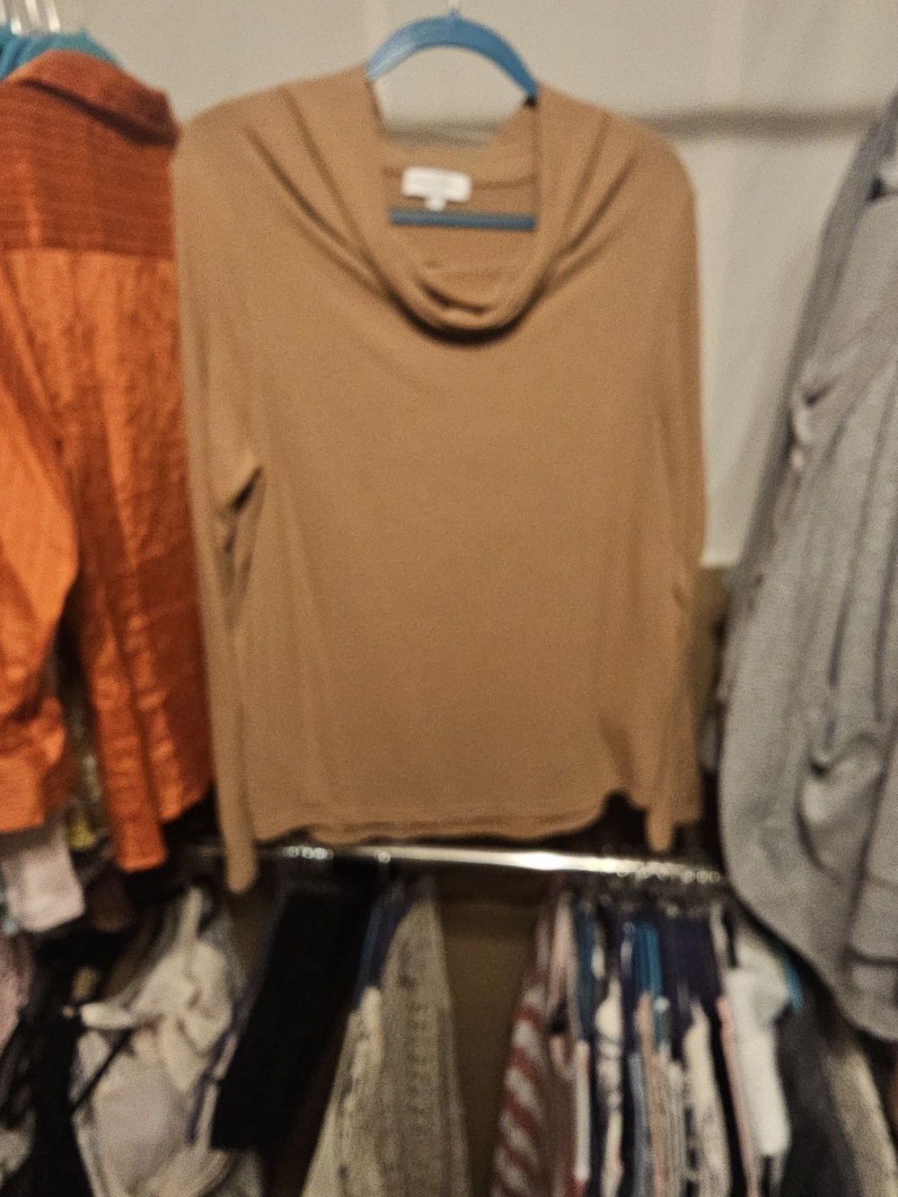 MICHAEL STARS Relaxed Cowl Neck Long Sleeve Top - Camel